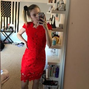 Orange-Red Lace Dress